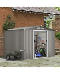 Gouun 8 x 6 Feet Galvanized Steel Storage Shed for Garden Yard