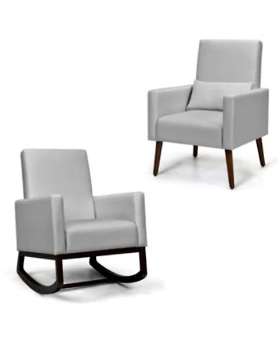 Gouun 2 In 1 Fabric Upholstered Rocking Chair With Pillow