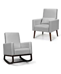 Gouun 2 In 1 Fabric Upholstered Rocking Chair With Pillow