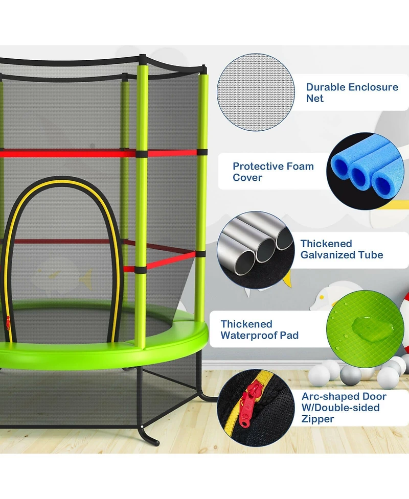 Gouun 55 Inch Kids Recreational Trampoline Bouncing Jumping Mat with Enclosure Net