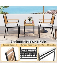 Gouun 3 Pieces Outdoor Furniture Set Acacia Wood Patio Conversation Set with Cushions