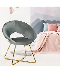 Gouun Modern Accent Velvet Dining Arm Chair with Metal Legs and Soft Cushion