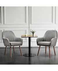 Gouun Set of 2 Fabric Upholstered Accent Chairs with Wooden Legs