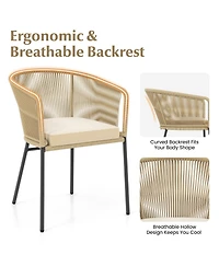 Gouun Patio Chairs Set of 4 with Curved Backrest and Seat Cushion for Patio