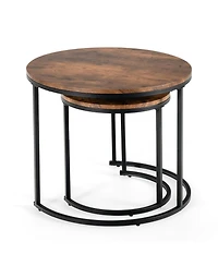 Gouun Set of 2 Modern Round Stacking Nesting Tables for Living Room