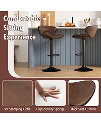 Gouun Set of 2 Adjustable Bar Stools Swivel Bar Chairs Pub Kitchen
