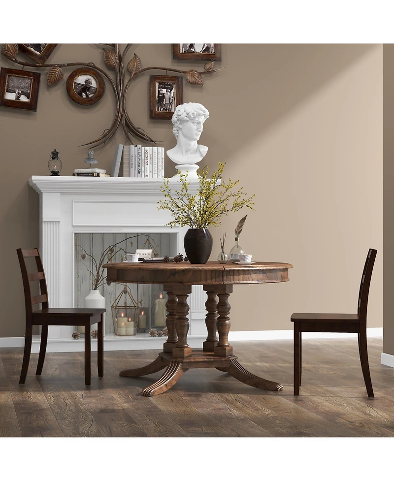 Gouun Set of 2 Wood Dining Chairs with Solid Rubber Wood Legs