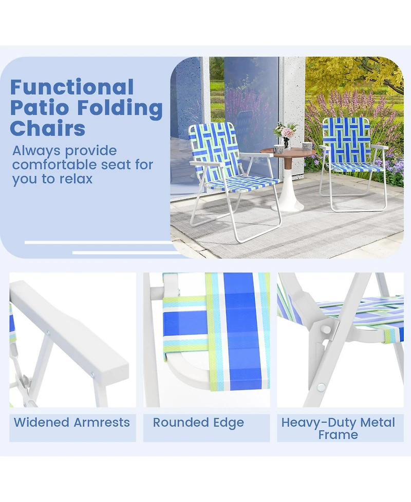 Gouun 4 Pieces Folding Beach Chair Camping Lawn Webbing Chair