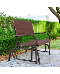 Gouun 2-Seat Porch Glider with Hdpe Back Seat and Steel Frame
