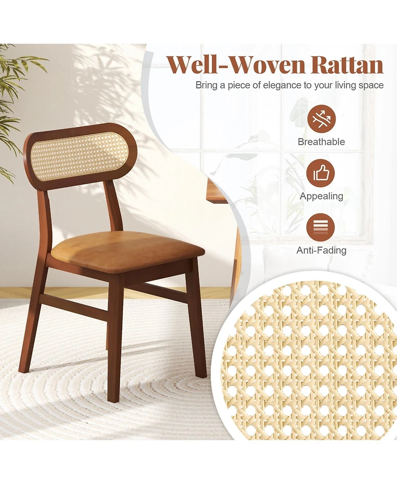 Gouun Indoor Mid Century Wood Dining Chairs Set of 2 for Dining Room