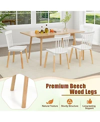 Gouun Set of 4 Windsor Dining Chairs with Spindle Backs and Curved Seats