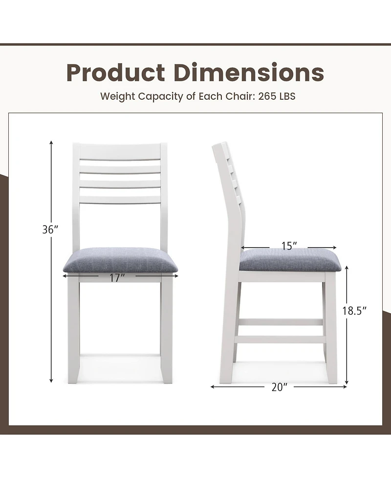 Gouun Wooden Dining Chair Set of 2 with Rubber Wood Frame and Padded Cushion