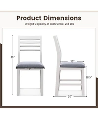 Gouun Wooden Dining Chair Set of 2 with Rubber Wood Frame and Padded Cushion