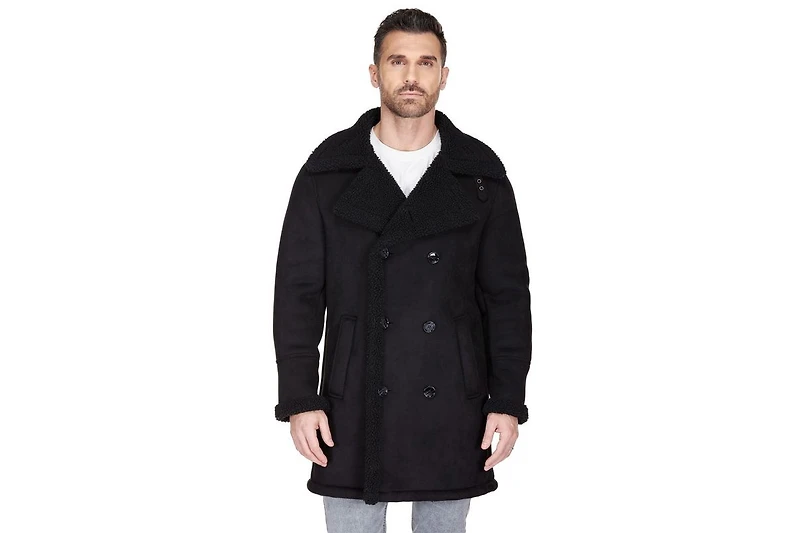 Braveman Men's Faux Shearling Double Breasted Overcoat