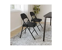 4 Pack Folding Chairs With Padded Cushion and Back, Folding Chairs for Outside, Foldable Chairs With Metal Frame Hold Up to 350 Lbs, Metal Chairs for