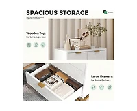 gaomon Dresser for Bedroom, 5 Drawer Dresser with Metal Legs, Modern Dresser Chest Organizer with Wide Storage, Chest of Drawers for Bedroom, Living R