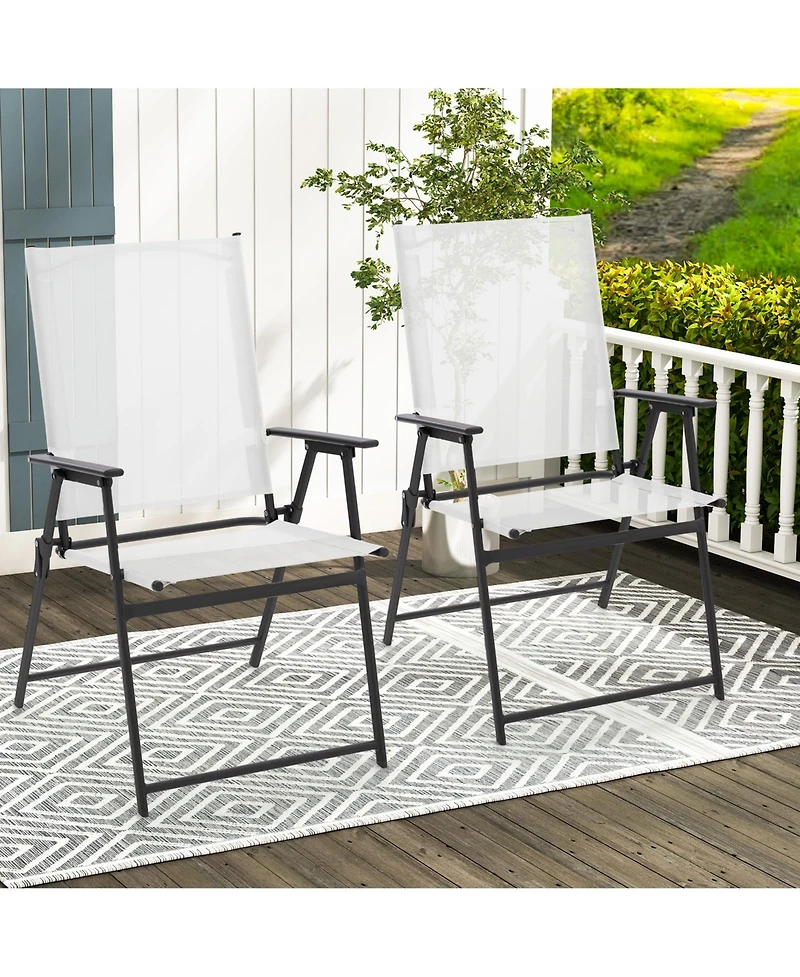 Gymax Set of 4 Patio Portable Metal Folding Chairs Dining Chair Set White