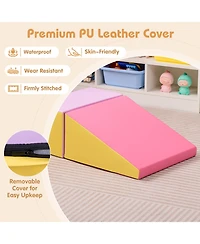 Gouun 2-Piece Step and Slide Climber for Infants and Toddlers Baby Soft Play Set Foam Blocks