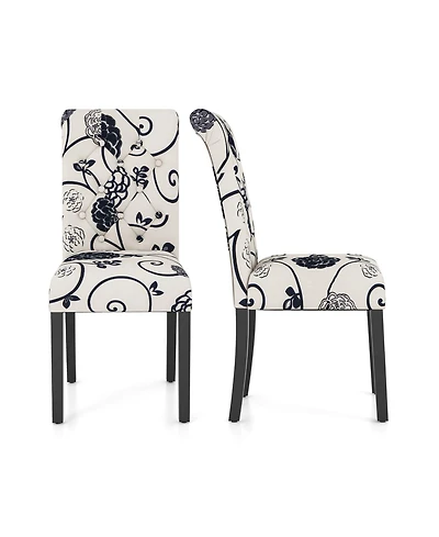 Gouun 2 Pieces Tufted Dining Chair Set with Adjustable Anti-Slip Foot Pads