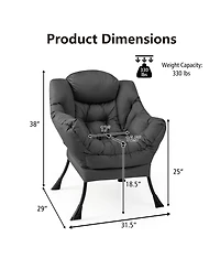 Gouun Modern Polyester Fabric Lazy Chair with Steel Frame and Side Pocket