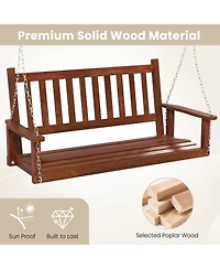 Gouun 2-Person Wooden Outdoor Porch Swing with 500 lbs Weight Capacity