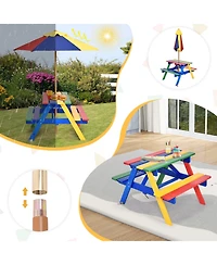 Gouun 4 Seat Kids Picnic Table with Umbrella