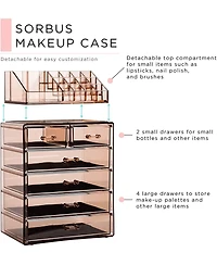Sorbus 2 Piece Acrylic Makeup and Jewelry Storage Organizer Case (6 Drawers Lipstick Tray
