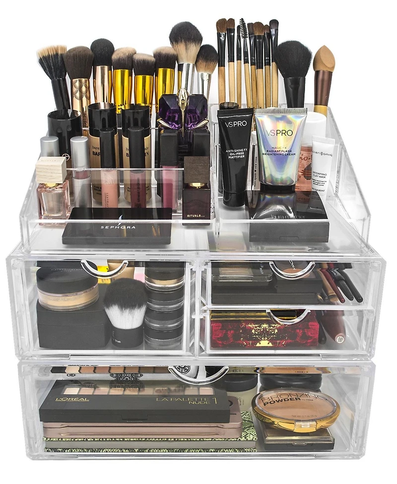Sorbus 3 Clear Large Stackable Acrylic Drawers - for Organizing Make up, Nail Polish, Hair Accessories, and Beauty Supplies