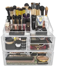 Sorbus 3 Clear Large Stackable Acrylic Drawers - for Organizing Make up, Nail Polish, Hair Accessories, and Beauty Supplies