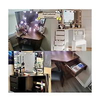 gaomon Vanity Desk with Mirror and Lights - Vanity with 3 Lighting Options
