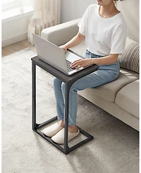 Industrial C-shaped Side Table With Metal Frame