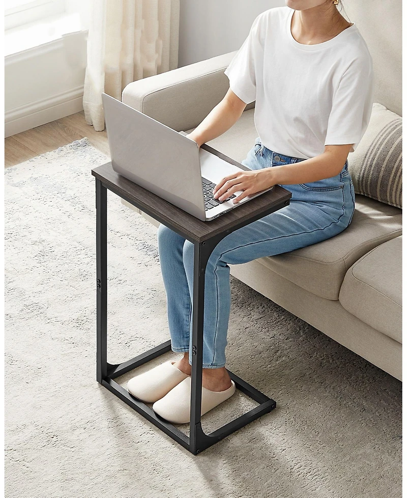 Industrial C-shaped Side Table With Metal Frame