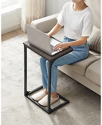 Industrial C-shaped Side Table With Metal Frame