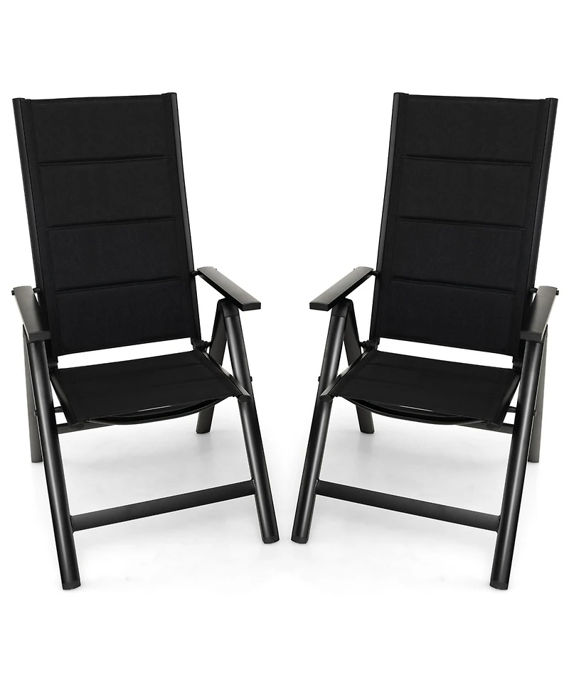 Gymax Set of 2 Patio Folding Chairs Lightweight Outdoor Dining Chairs w/ Padded Seat
