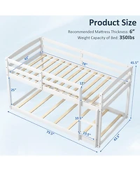 Gouun Twin Size Bunk Bed with High Guardrails and Integrated Ladder