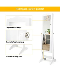 Gouun 4-Angle Tilting Mirrored Lockable Jewelry Cabinet with Large Storage Capacity