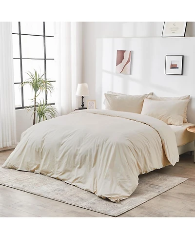 Doz by Sijo 100% Gots Certified Organic Percale Cotton Duvet Cover Set, Hotel Crisp Cool