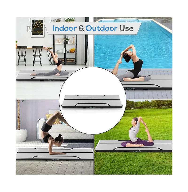 SereneLife 9.8 ft. Floor Tumble Track Mat with Electric Air Pump
