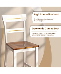 Farmhouse Dining Bar Stool Set of 2 with Solid Rubber Wood Frame
