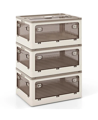 Gouun 3-Pack Stackable Storage Bins with Lids with 5 Opening Ways-8 Gal