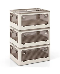 Gouun 3-Pack Stackable Storage Bins with Lids with 5 Opening Ways-8 Gal