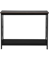 Gouun 2-Tier Console X-Design Sofa Side Accent Table-Wood Grain