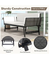 Gouun Outdoor Convertible Sofa Daybed with Adjustable Armrests for Balcony-Off