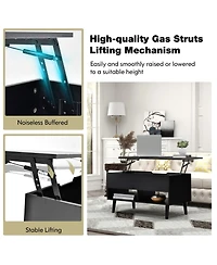 Gouun 31.5 Inch Lift Top Table with Hidden Compartment and 2 Storage Shelves