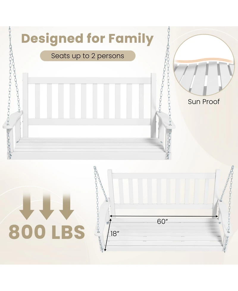 Gouun 3-Person Wooden Outdoor Porch Swing with 800 lbs Weight Capacity