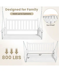 Gouun 3-Person Wooden Outdoor Porch Swing with 800 lbs Weight Capacity