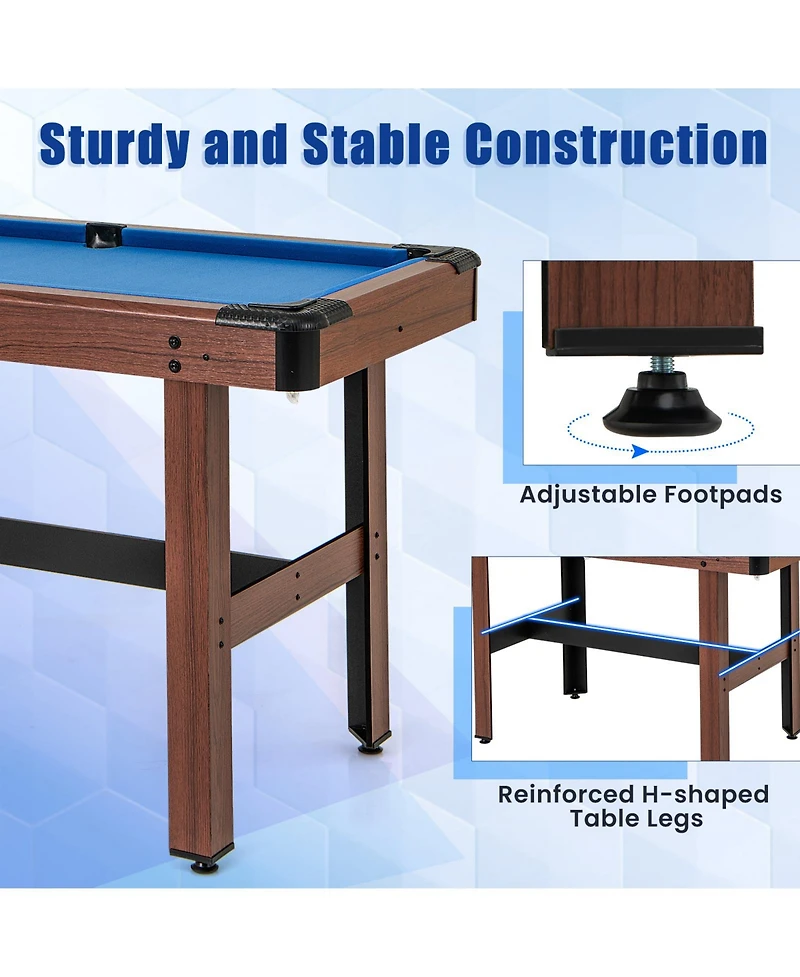Gouun 48 Inch Pool Wooden Game Table with Full Set of Ballsfor Kids and Adults