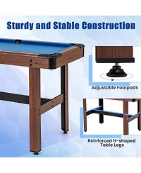 Gouun 48 Inch Pool Wooden Game Table with Full Set of Ballsfor Kids and Adults