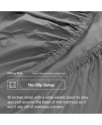 Doz by Sijo Doz 100% Long Staple Cotton Sheet Set, Classic Percale, Hotel Cool Crisp, Breathable, Durable