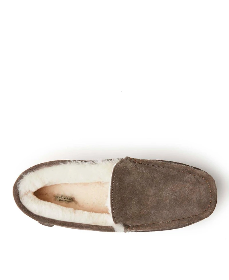 Dearfoams Men's Fireside By Melbourne Genuine Shearling Moccasin Slipper